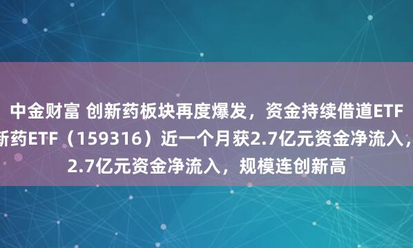 中金财富 创新药板块再度爆发，资金持续借道ETF进场，恒生创新药ETF（159316）近一个月获2.7亿元资金净流入，规模连创新高
